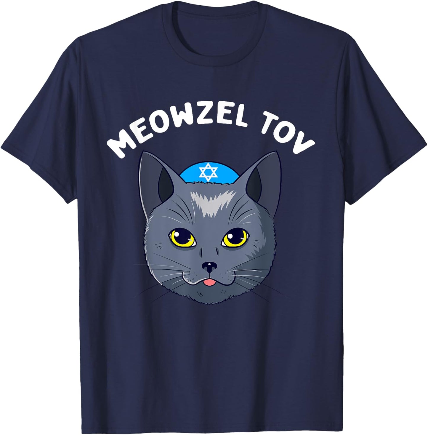 Meowzel Tov Hanukkah Cat Chanukah Funny Jewish Xmas Gift Women Kids T-Shirt - T-Shirt | Navy