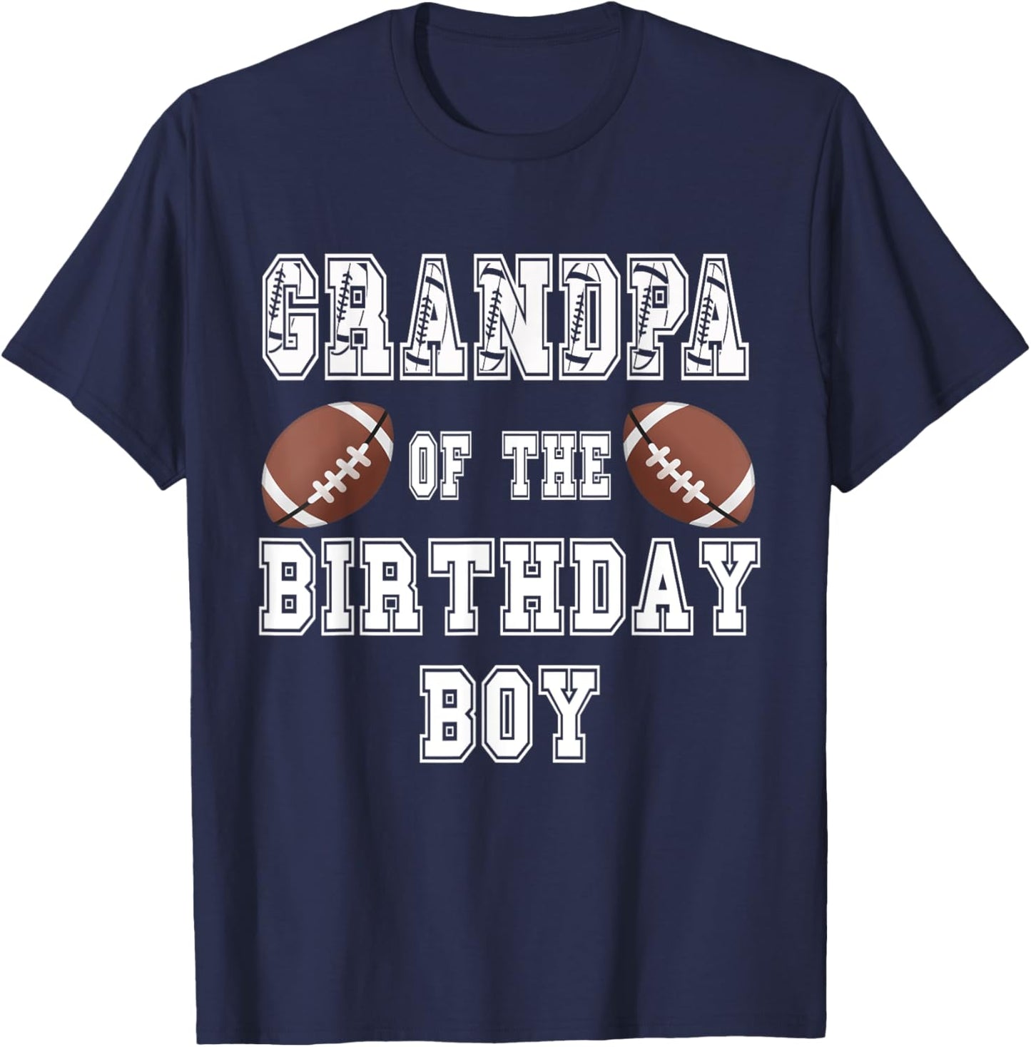 Grandpa of the Birthday Boy Football Lover Family Birthday T-Shirt - T-Shirt | Navy