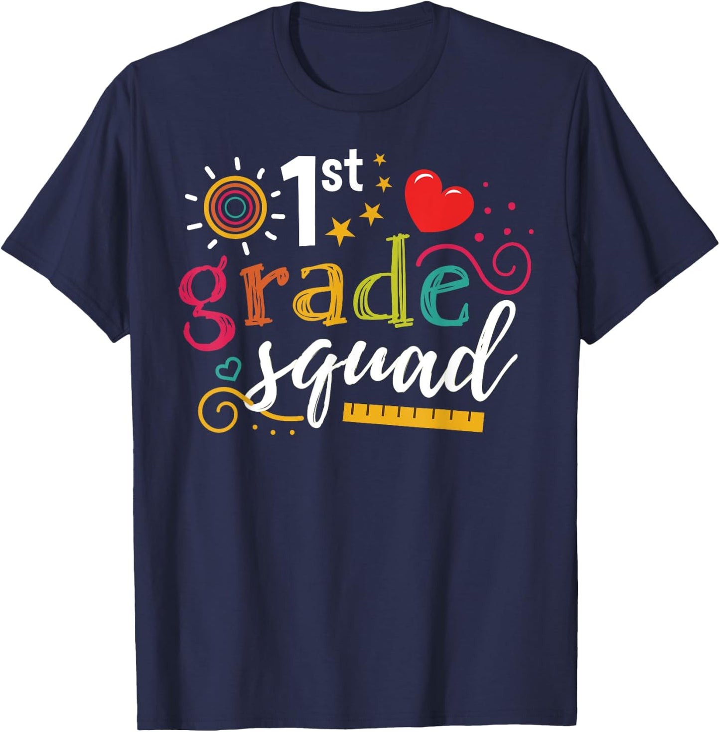 1st First Grade Squad Student Teacher Gift Back To School Women Girls Kids T-Shirt - T-Shirt | Navy