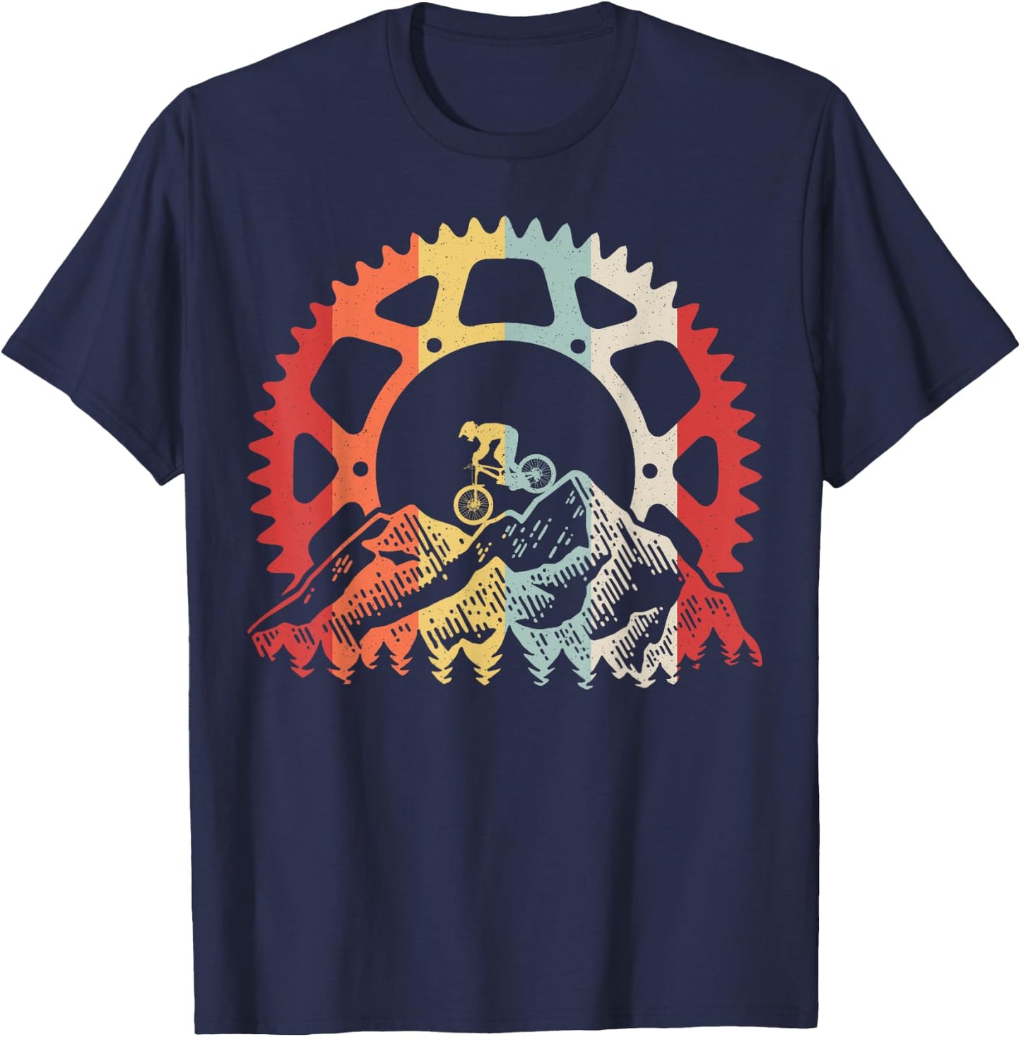Mountain Biking Gear Retro Vintage MTB Bicycle Bike Rider T-Shirt - T-Shirt | Navy