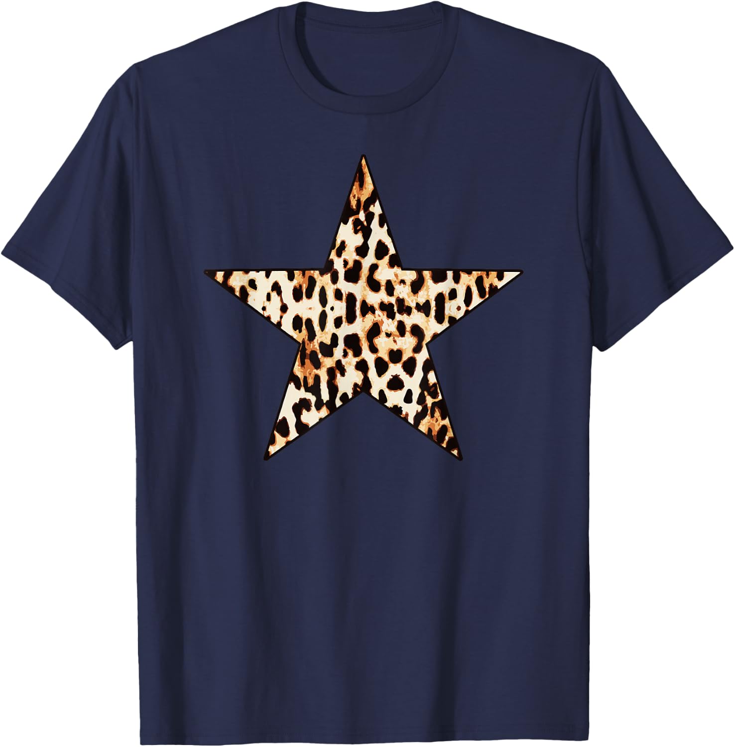 Cool Cheetah Leopard Animal Print Star T-Shirt - T-Shirt | Navy