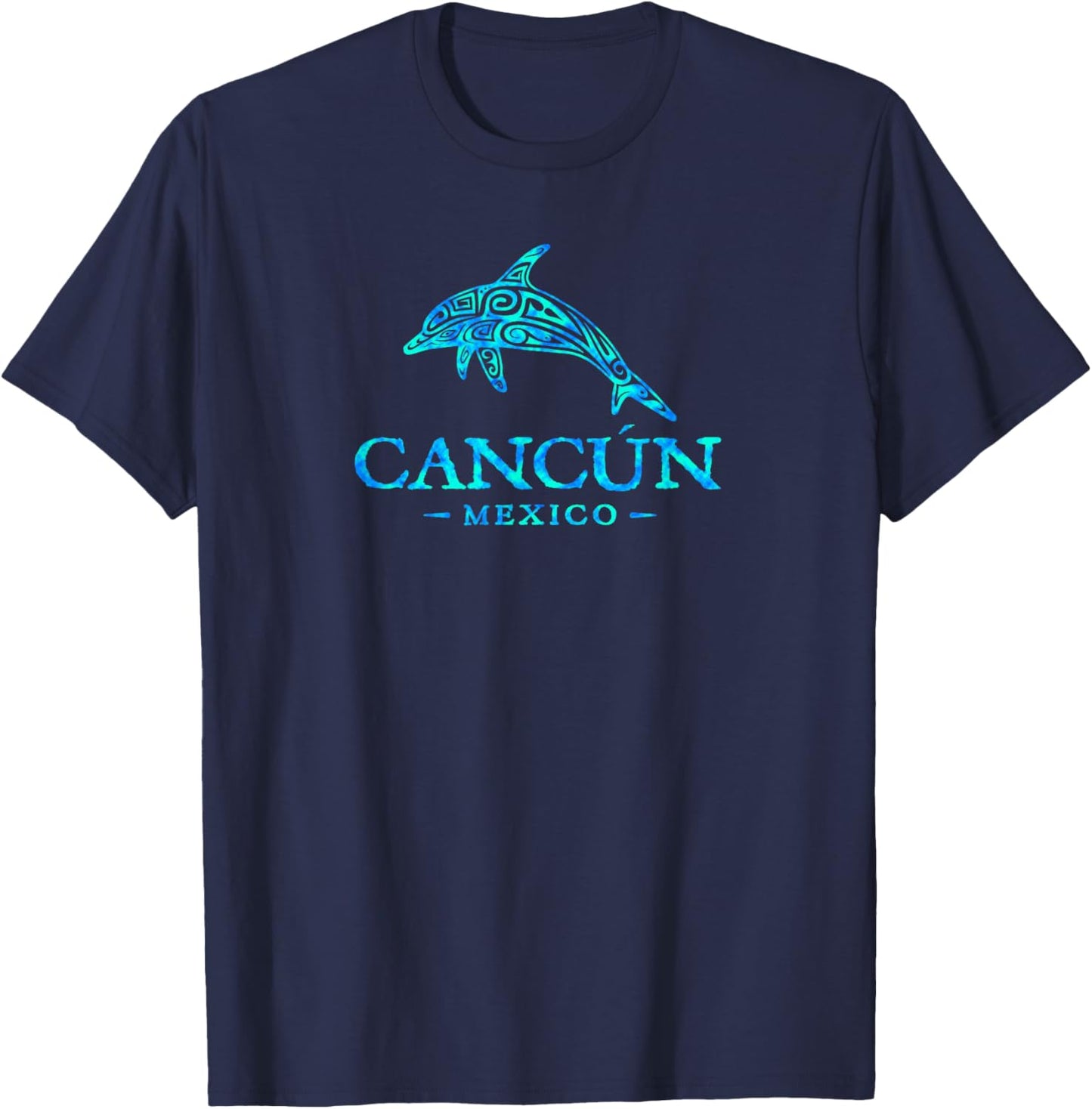 Cancun Mexico Colorful Dolphin Boys Girls Men Women Souvenir T-Shirt - T-Shirt | Navy