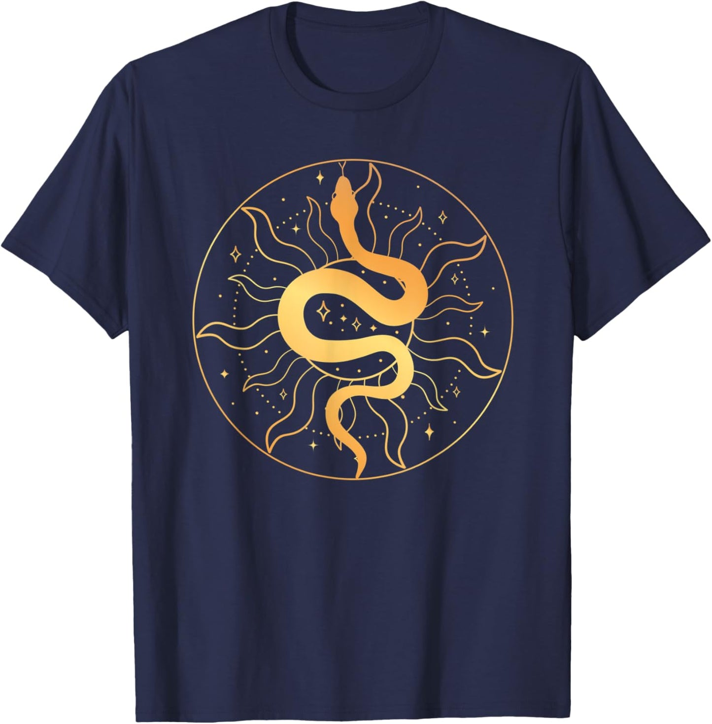 Sacred Geometry Art The Sun And Snake Occult Symbol T-Shirt - T-Shirt | Navy
