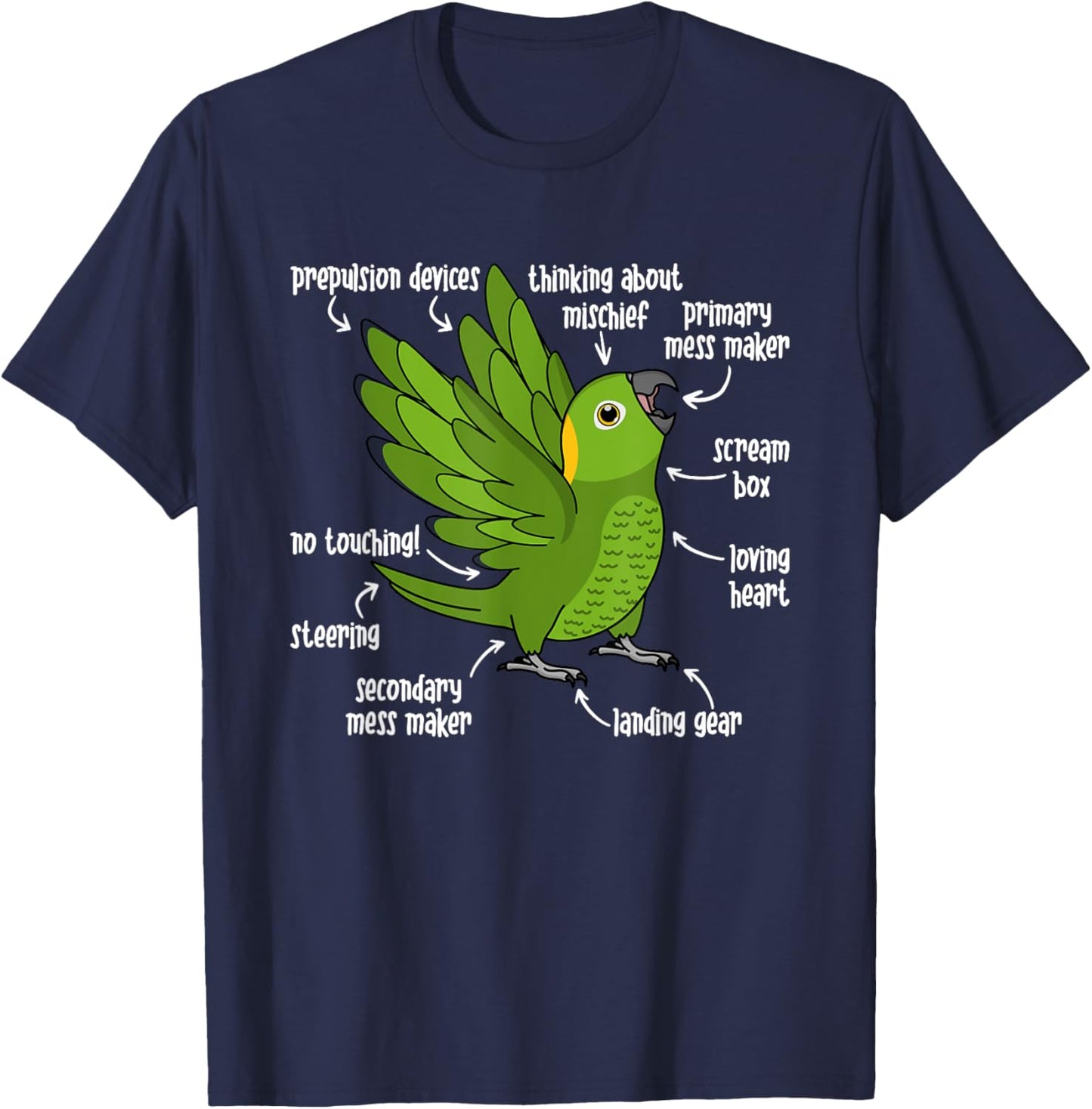 Parrot Anatomy I Yellow-naped Amazon T-Shirt - T-Shirt | Navy
