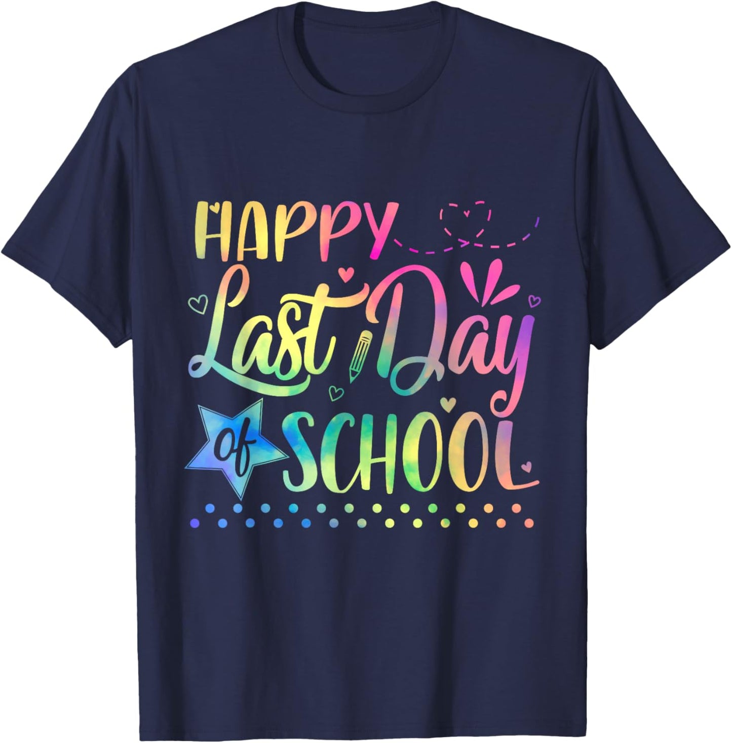 Last Day of School Teacher Student Graduation 2025 Tie Dye T-Shirt - T-Shirt | Navy