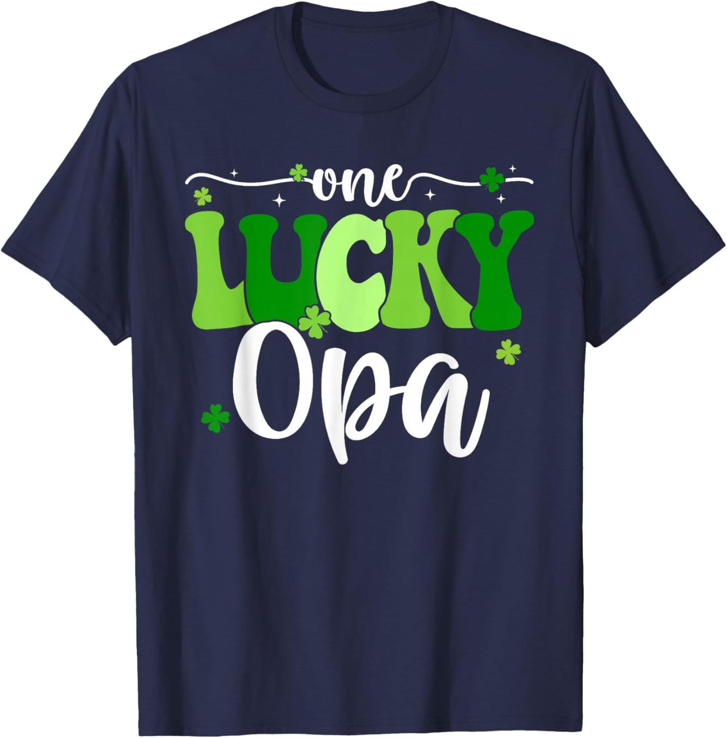 One Lucky Opa Groovy Retro Opa St Patrick's Day T-Shirt - T-Shirt | Navy