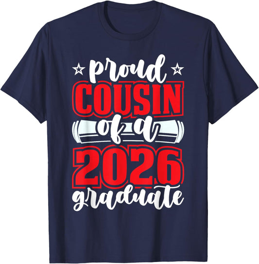 Proud Cousin of A 2026 Graduate Senior Family Graduation Day T-Shirt - T-Shirt | Navy