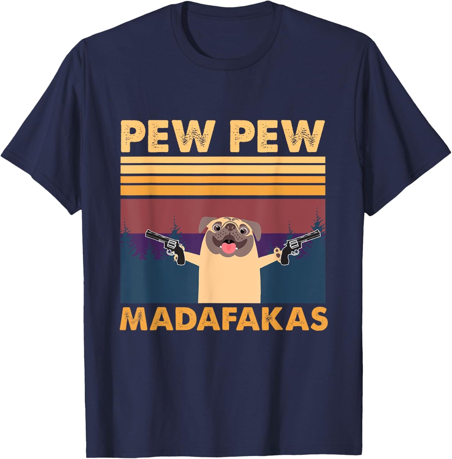 Vintage PewPew Mada-fakas Crazy Pew Pug T-Shirt - T-Shirt | Navy