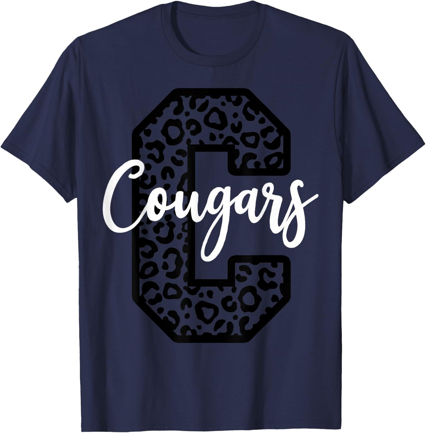 Cougars School Spirit Mascot Leopard Cheer Fan Game Day T-Shirt - T-Shirt | Navy