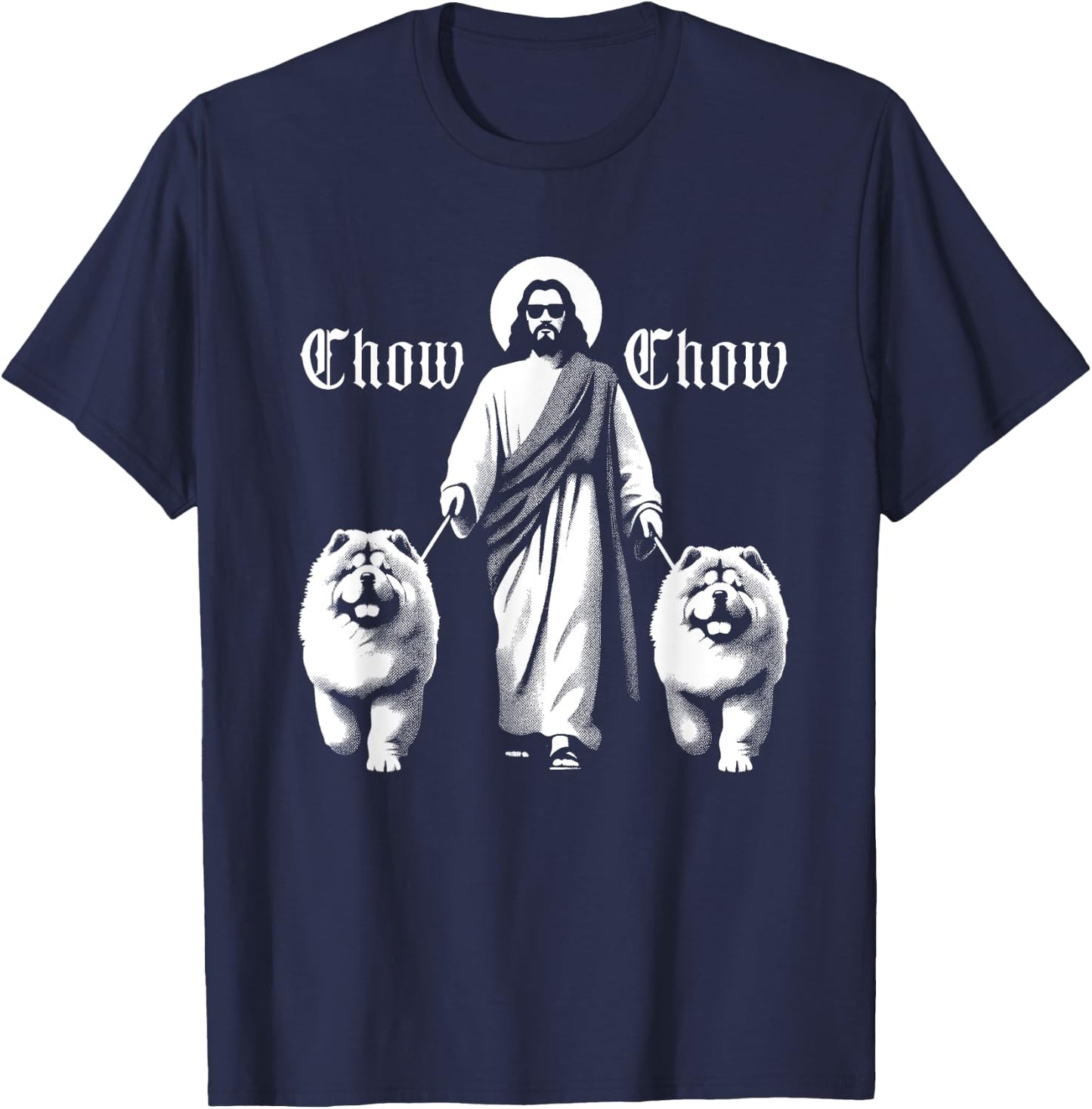 Jesus Chow Chow Dogs - Funny Christian Religious Dog Lover T-Shirt - T-Shirt | Navy