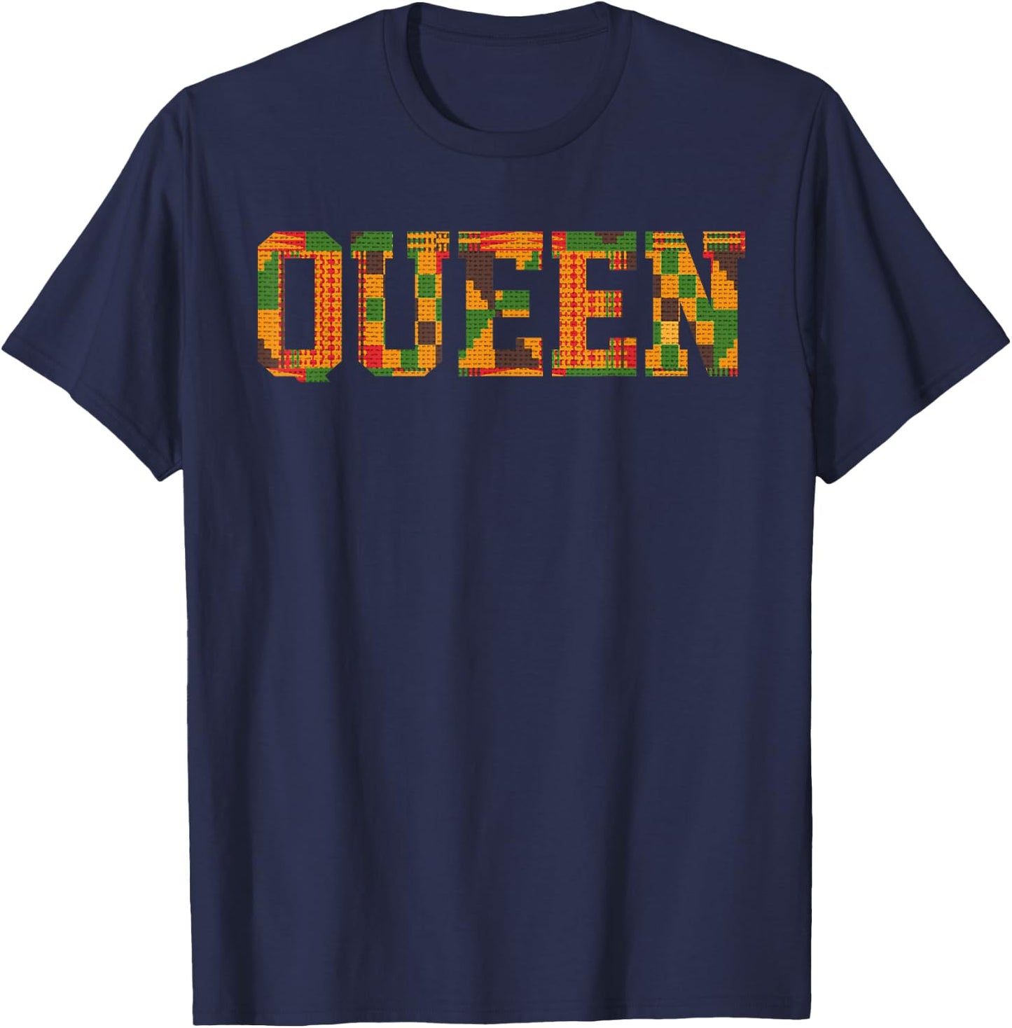 African Queen Art Girls Kente Cloth African Print T-Shirt - T-Shirt | Navy