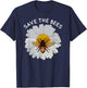 Save The Bees Daisy & Bee White and Yellow Blossom Flower T-Shirt - T-Shirt | Navy