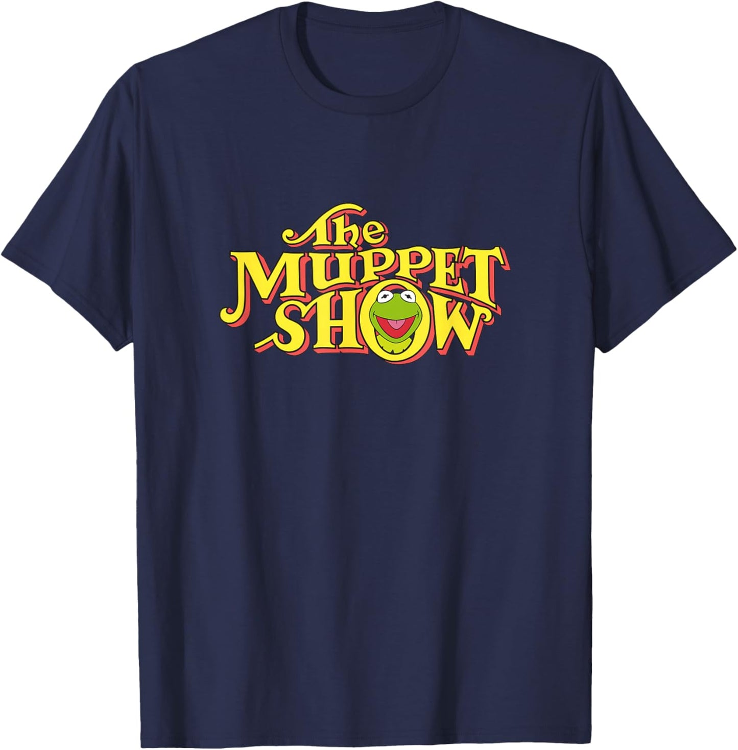 Disney The Muppets Show Kermit Neon Big Chest Text Logo V2 T-Shirt - T-Shirt | Navy