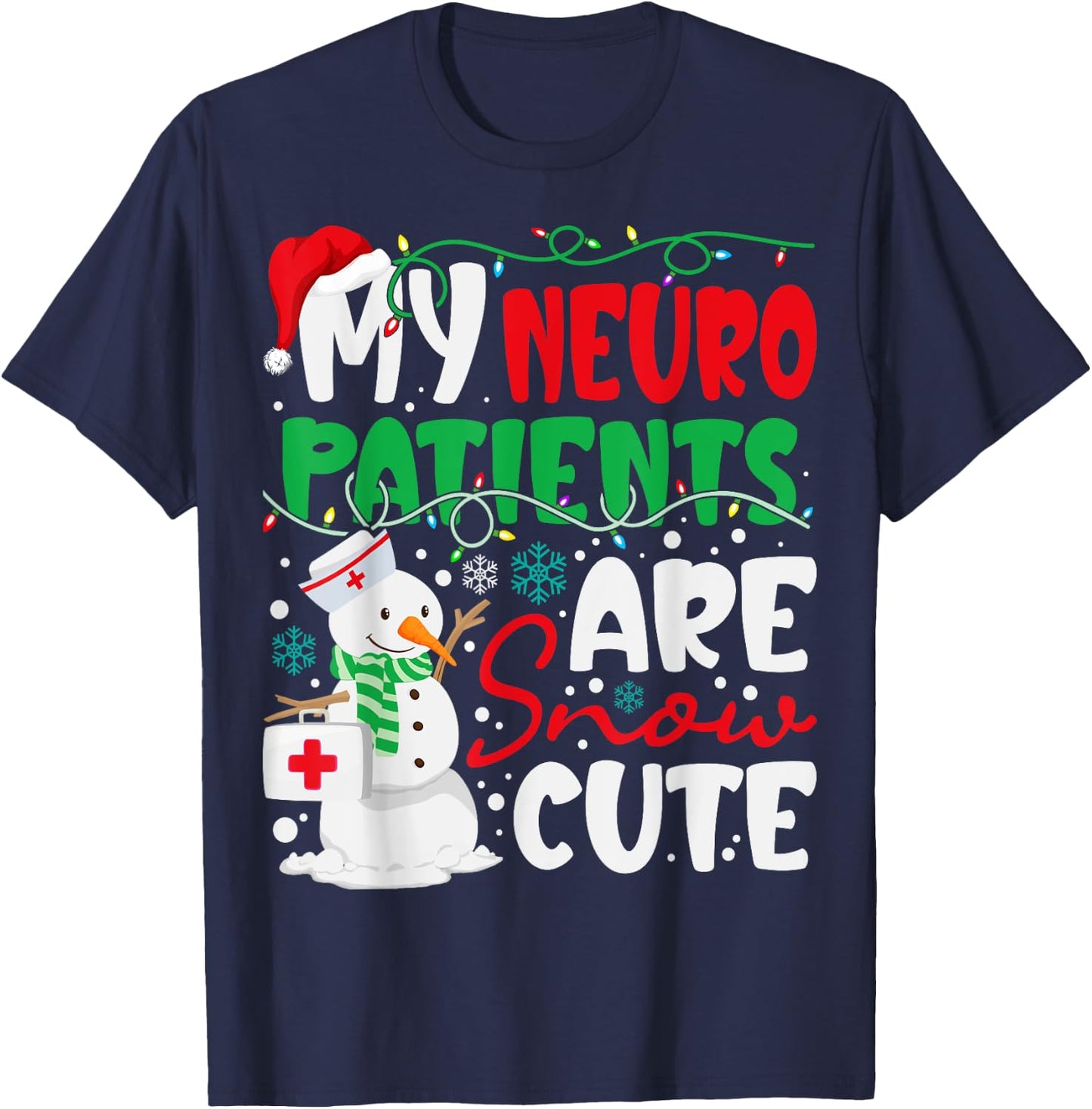 Funny Neuro Christmas Snowmies Cute Neuroscience Nurse T-Shirt - T-Shirt | Navy