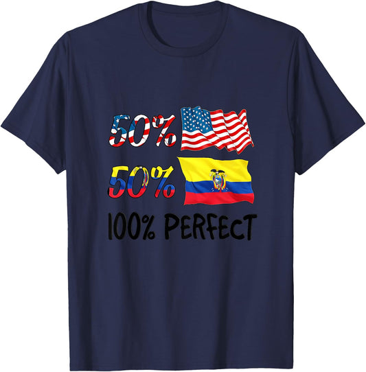 50% American 50% Ecuador 100% Perfect Ecuadorian Boy Girl T-Shirt - T-Shirt | Navy
