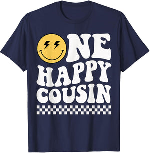 One Happy Dude Cousin 1st Birthday Family Matching T-Shirt - T-Shirt | Navy
