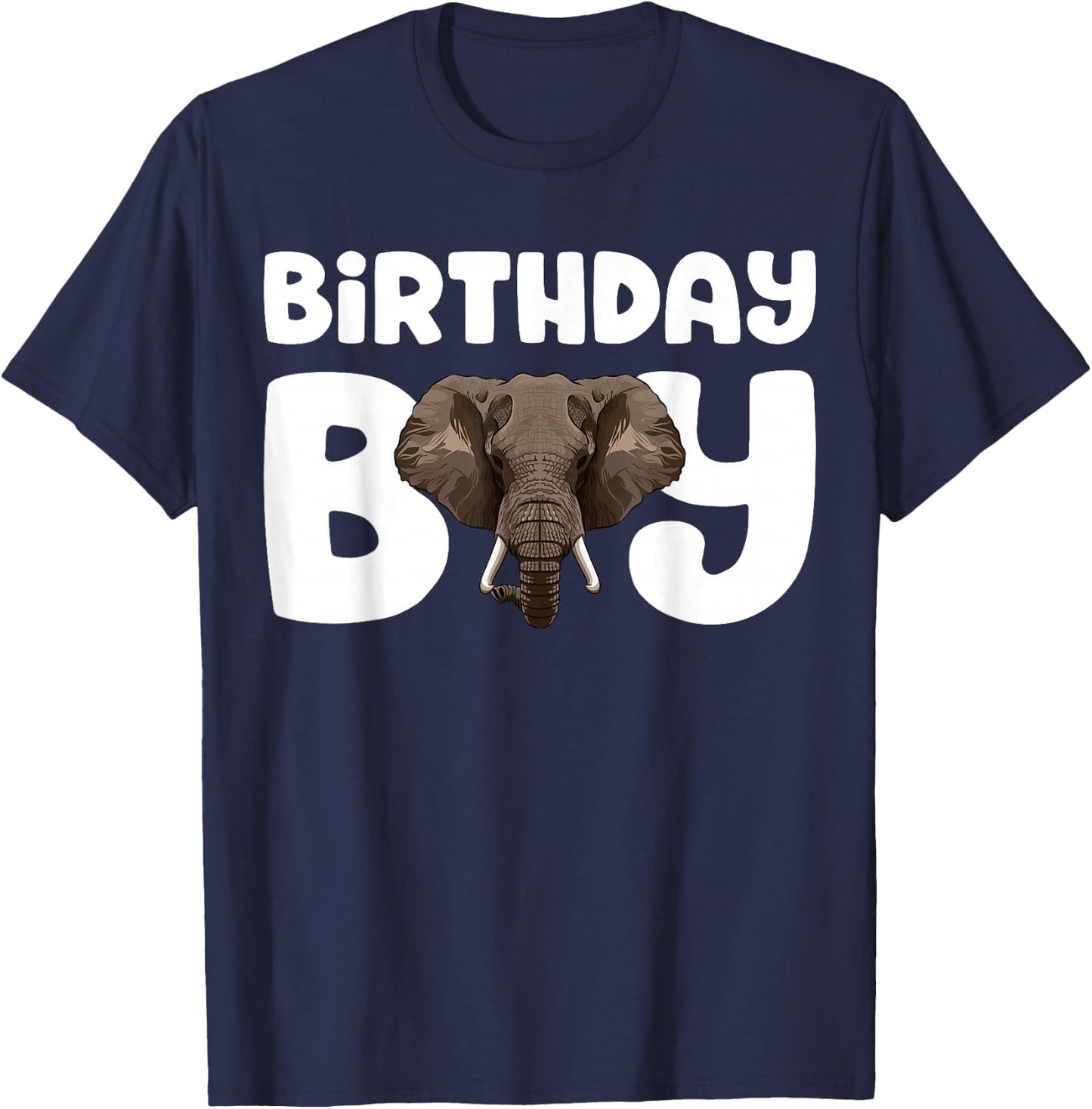 Elephant Birthday Boy Party Animal Kids Elephant Birthday T-Shirt - T-Shirt | Navy