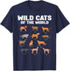 Wild Cats of the World Lion Tiger T-Shirt - T-Shirt | Navy