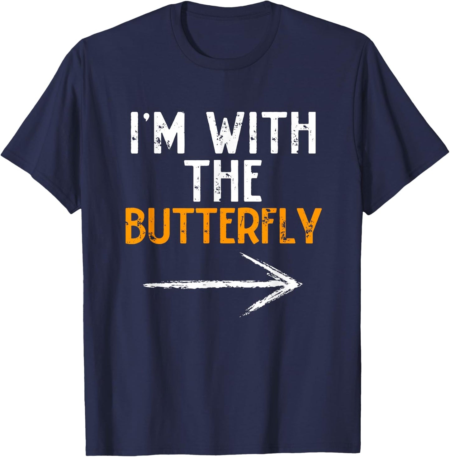 I’m With The Butterfly Halloween Matching Costume Butter-Fly T-Shirt - T-Shirt | Navy