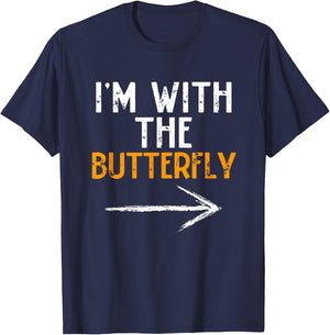 I’m With The Butterfly Halloween Matching Costume Butter-Fly T-Shirt - T-Shirt | Navy
