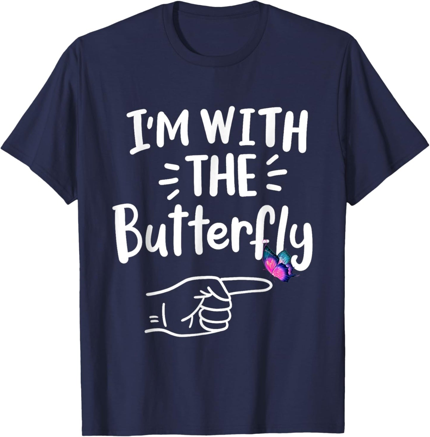 I'm With Butterfly Party Matching Couples Halloween Costume T-Shirt - T-Shirt | Navy