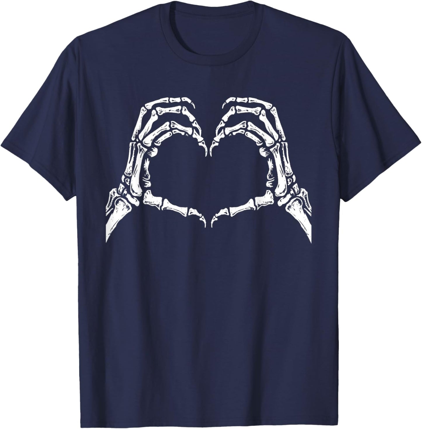 Skeleton Hands Heart Sign Retro Halloween Costume Women Girl T-Shirt - T-Shirt | Navy