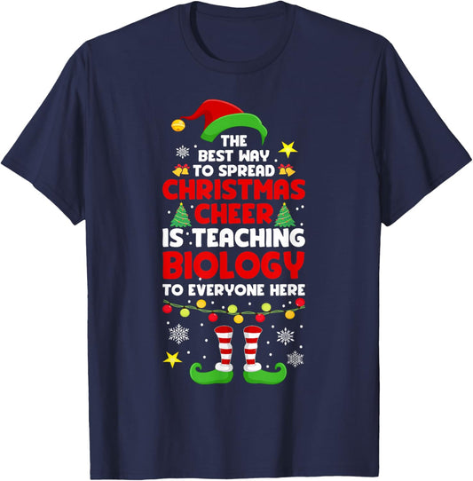 Christmas Biology Teacher Funny Xmas Christmas Cheer T-Shirt - T-Shirt | Navy