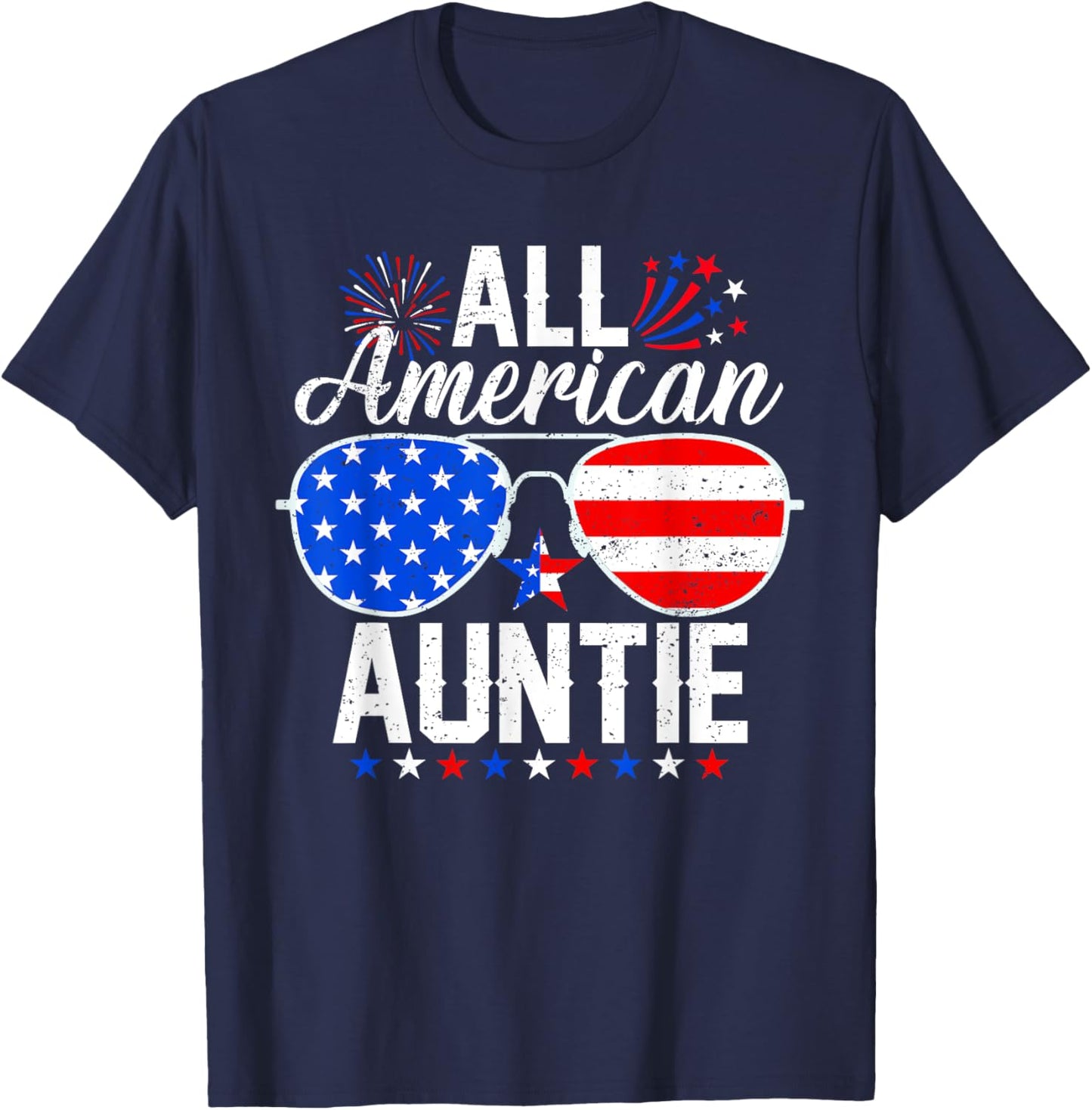 All American Auntie Funny 4th of July Family Matching T-Shirt - T-Shirt | Navy