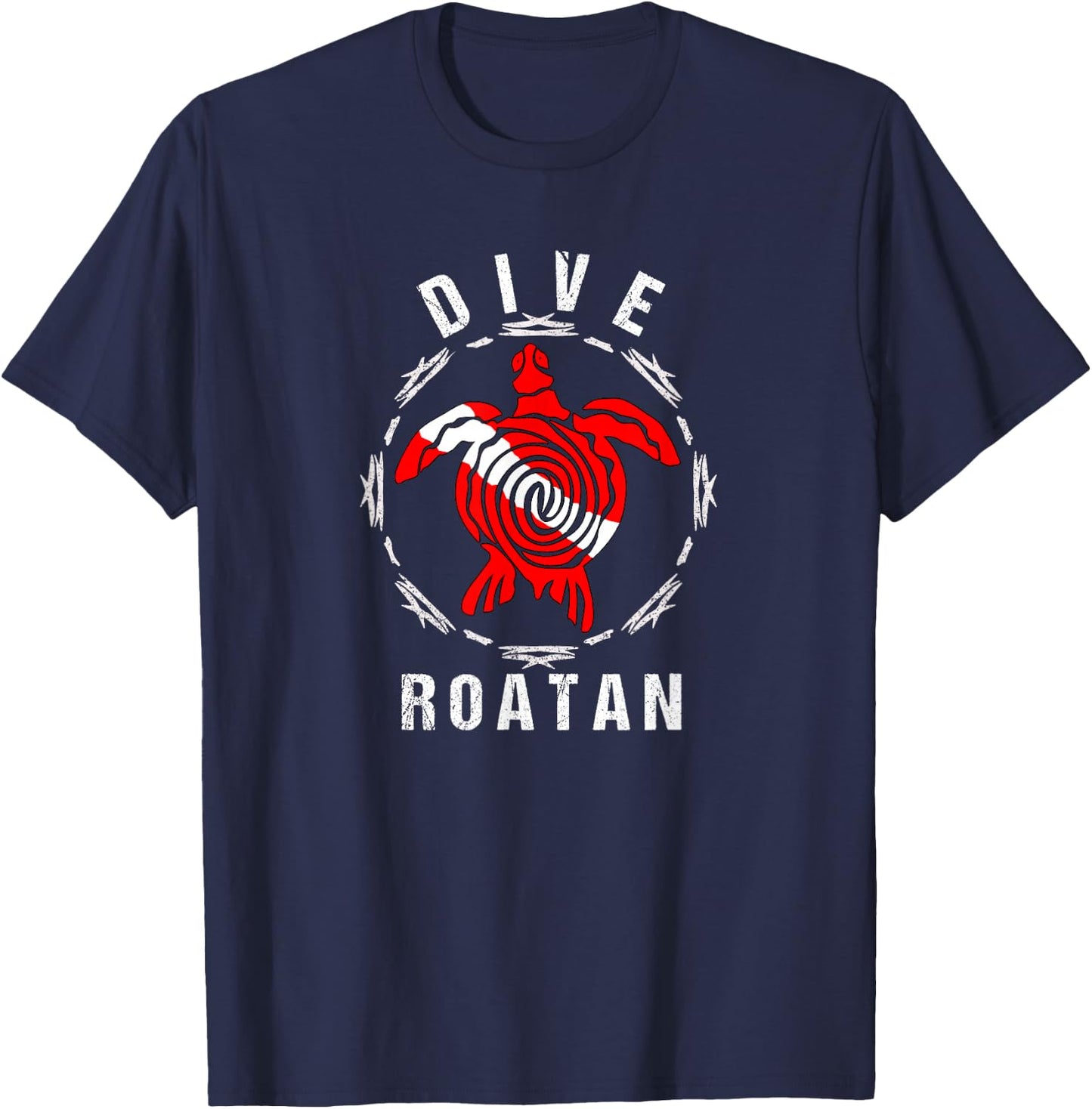 Dive Roatan Vintage Tribal Turtle Gift T-Shirt - T-Shirt | Navy