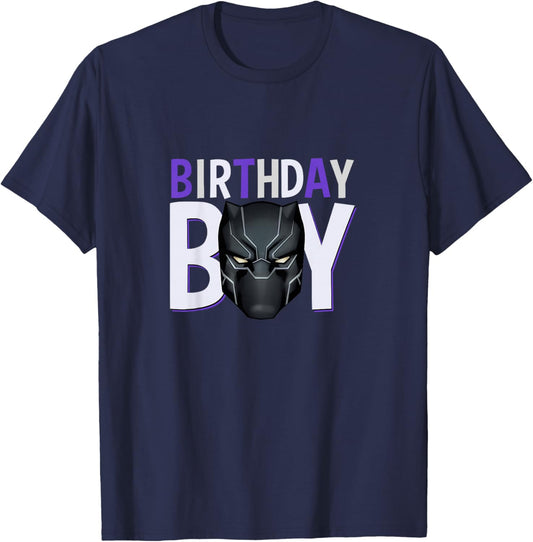 Kids Marvel Avengers Classic Black Panther Super Birthday Boy T-Shirt - T-Shirt | Navy