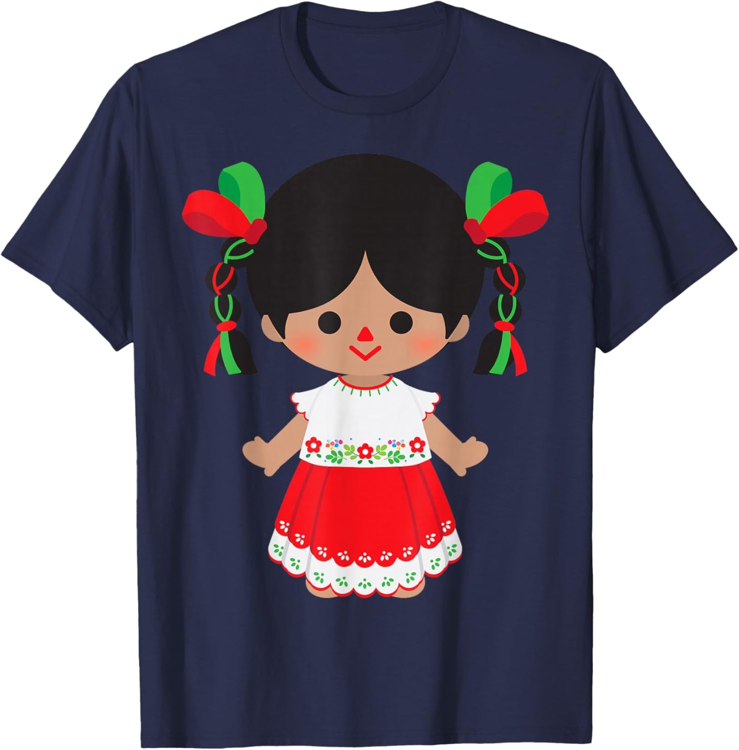 Traditional Mexican Handmade Maria Rag Dolls Mexicana Otomi T-Shirt - T-Shirt | Navy