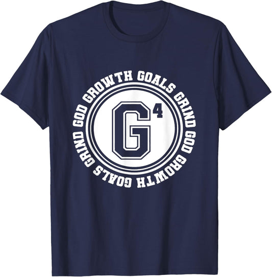 G4 God Goals Grind Growth Funny Christian T-Shirt - T-Shirt | Navy