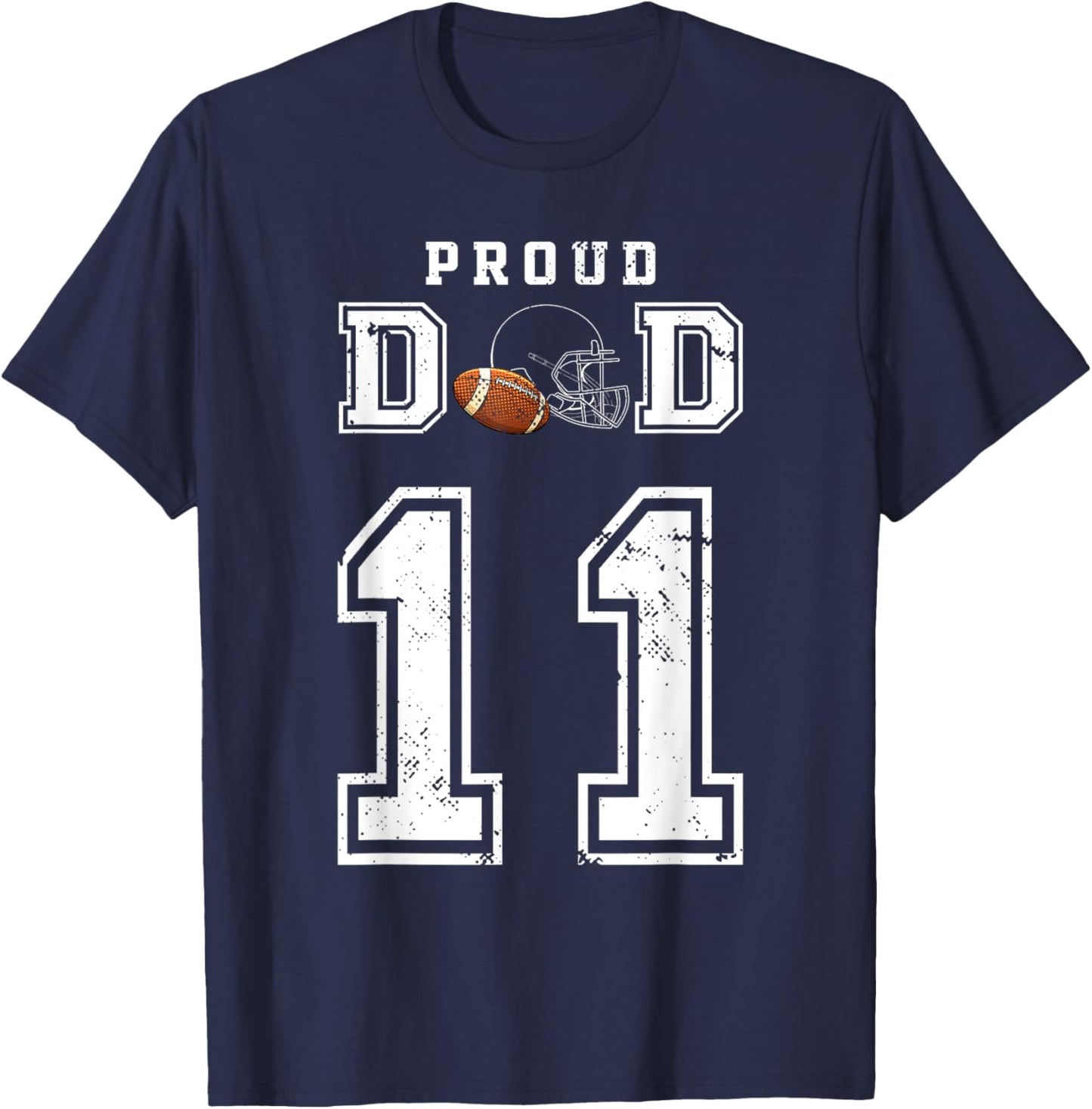 Custom Proud Football Dad Number 11 Personalized T-Shirt - T-Shirt | Navy