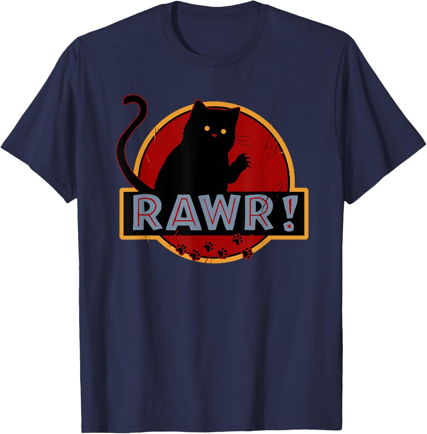 Awesome Cat Rawr Women Girls Kids T-Shirt - T-Shirt | Navy