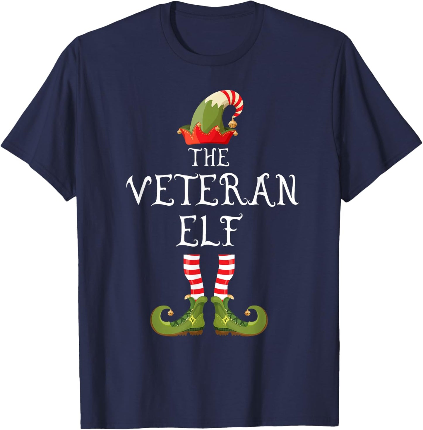 Veteran Elf Family Matching Group Christmas Us Army Veteran T-Shirt - T-Shirt | Navy