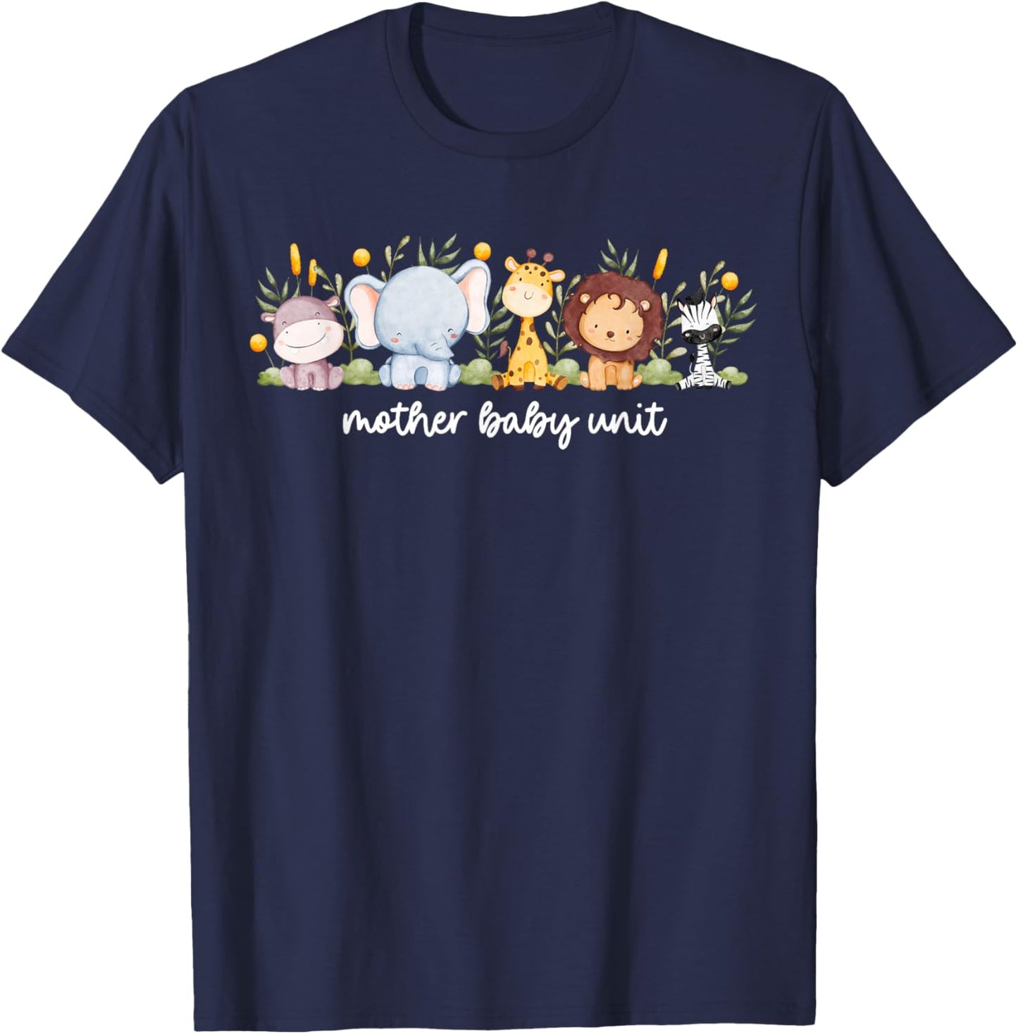 Mother Baby Unit Cute Animals NICU Nurse Squad Postpartum T-Shirt - T-Shirt | Navy
