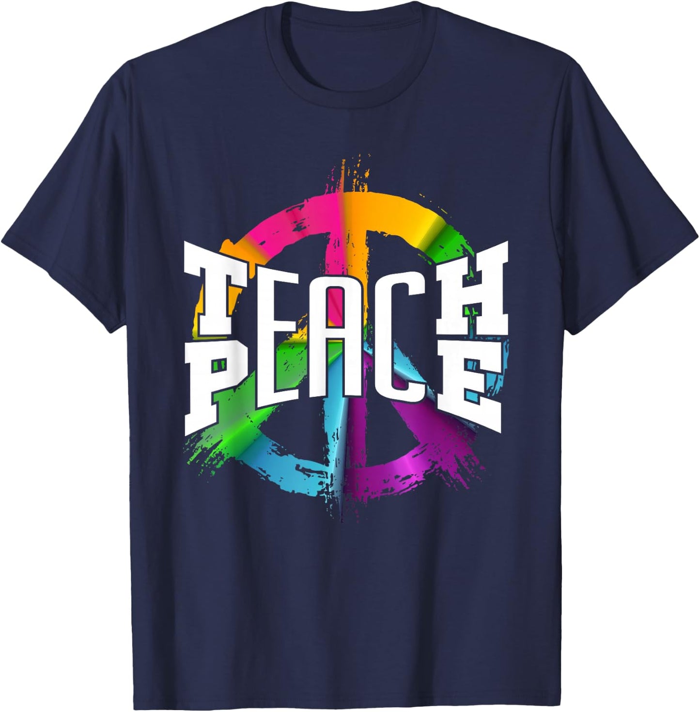 International Teach Peace Hippie Freedom Day T-Shirt - T-Shirt | Navy