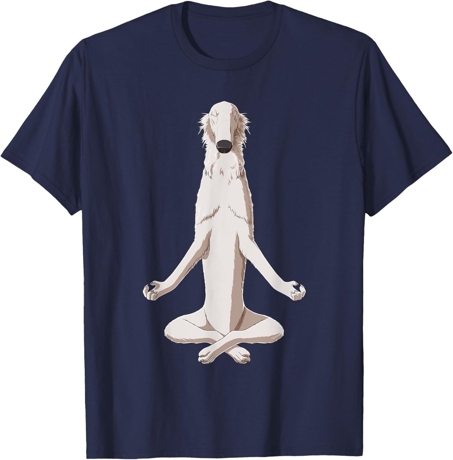 Yoga Dog Borzoi T-Shirt - T-Shirt | Navy