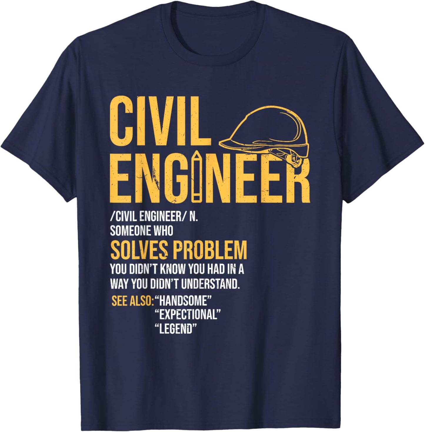 Draftsman Gift For Architect Engineer Men's Black Cotton Polyester Modern Short Sleeve Classic Fit Small T-Shirt - T-Shirt | Navy