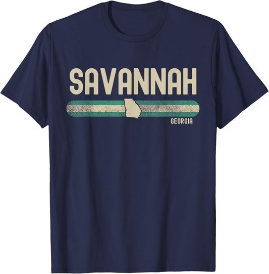 Savannah GA | Georgia | Travel & 80s Style T-Shirt - T-Shirt | Navy