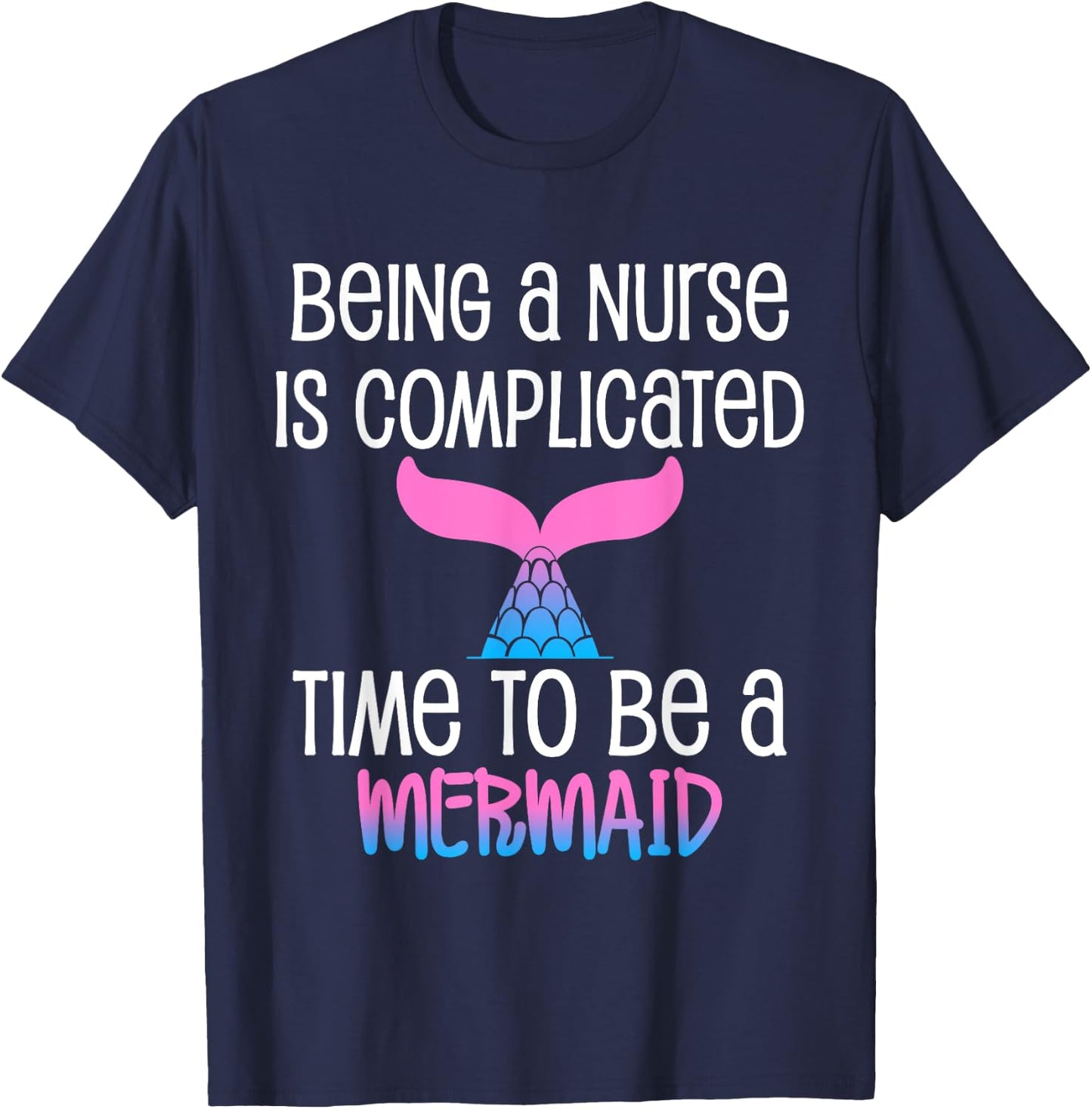 Cute School Nurse Shirt Mermaid Nurse T-Shirt - T-Shirt | Navy