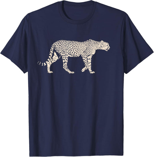 Cheetah , Cheetah on the Hunt T-Shirt - T-Shirt | Navy