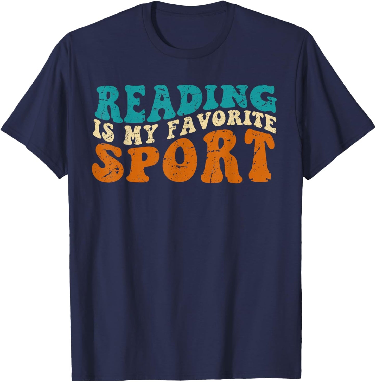 Reading Is My Favorite Sport Basketball vintage T-Shirt - T-Shirt | Navy