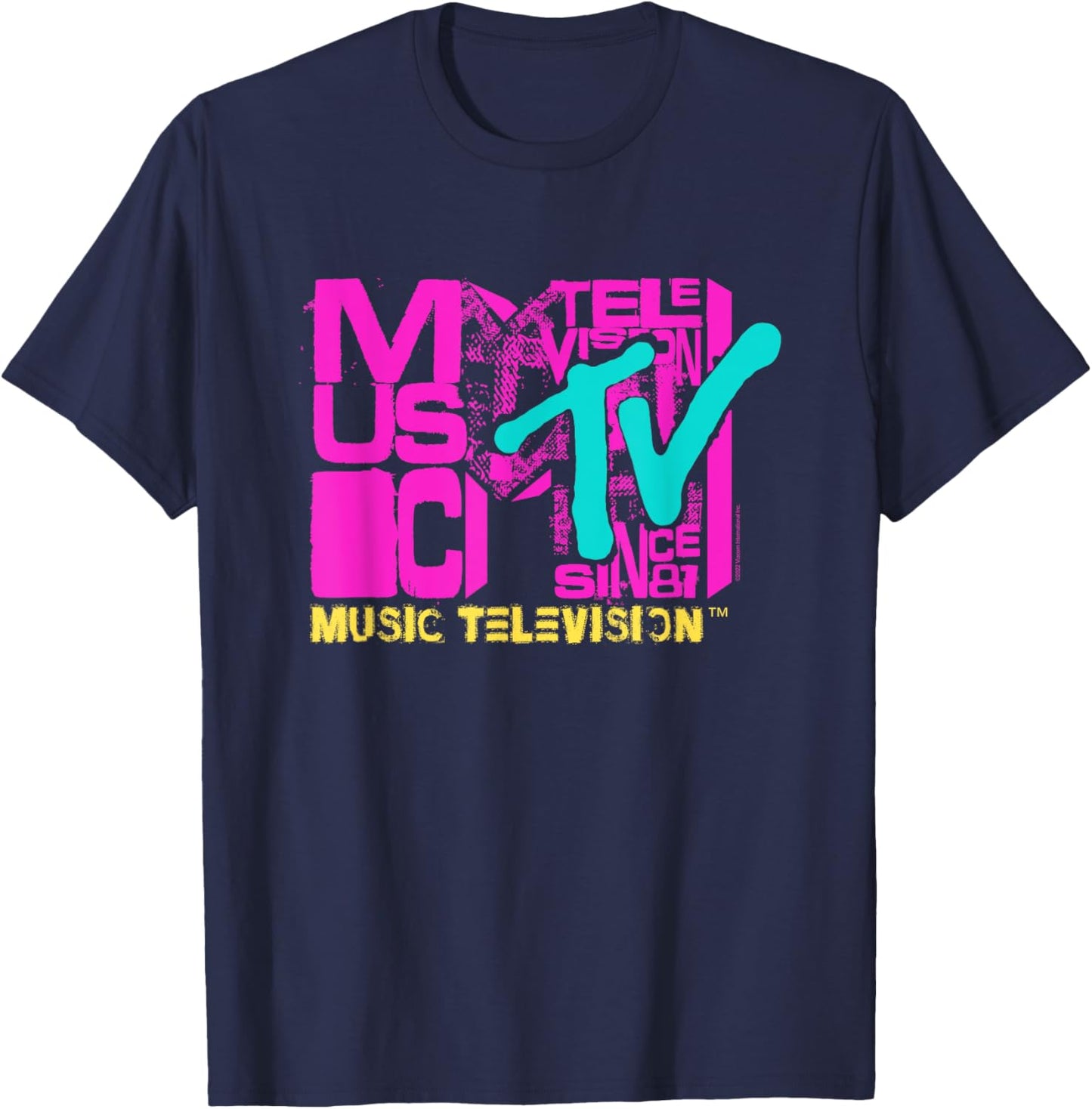 MTV Logo Stacked Letters T-Shirt - T-Shirt | Navy