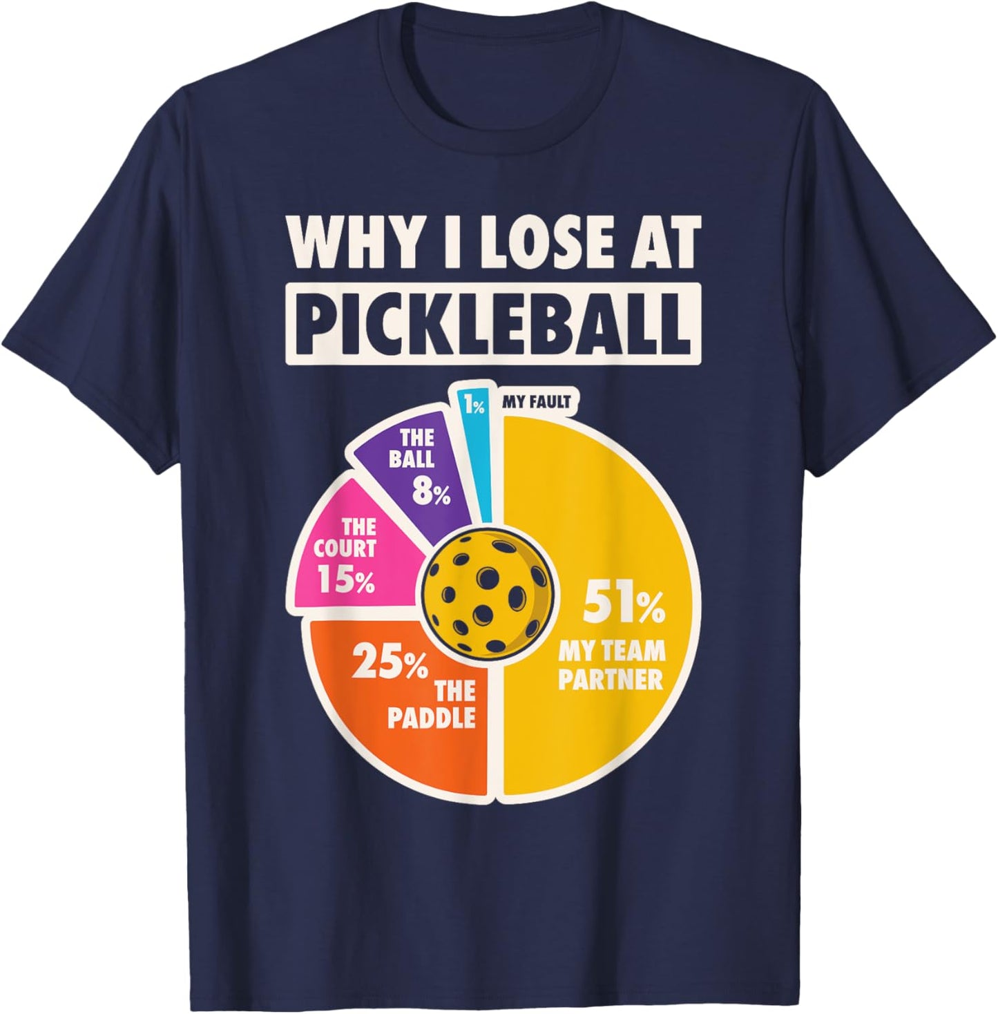Why I Lose At Pickleball Funny Paddleball Players Men Humor T-Shirt - T-Shirt | Navy