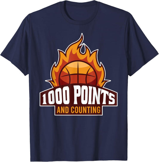 1000 Points Basketball Scorer High School Basketball Player T-Shirt - T-Shirt | Navy