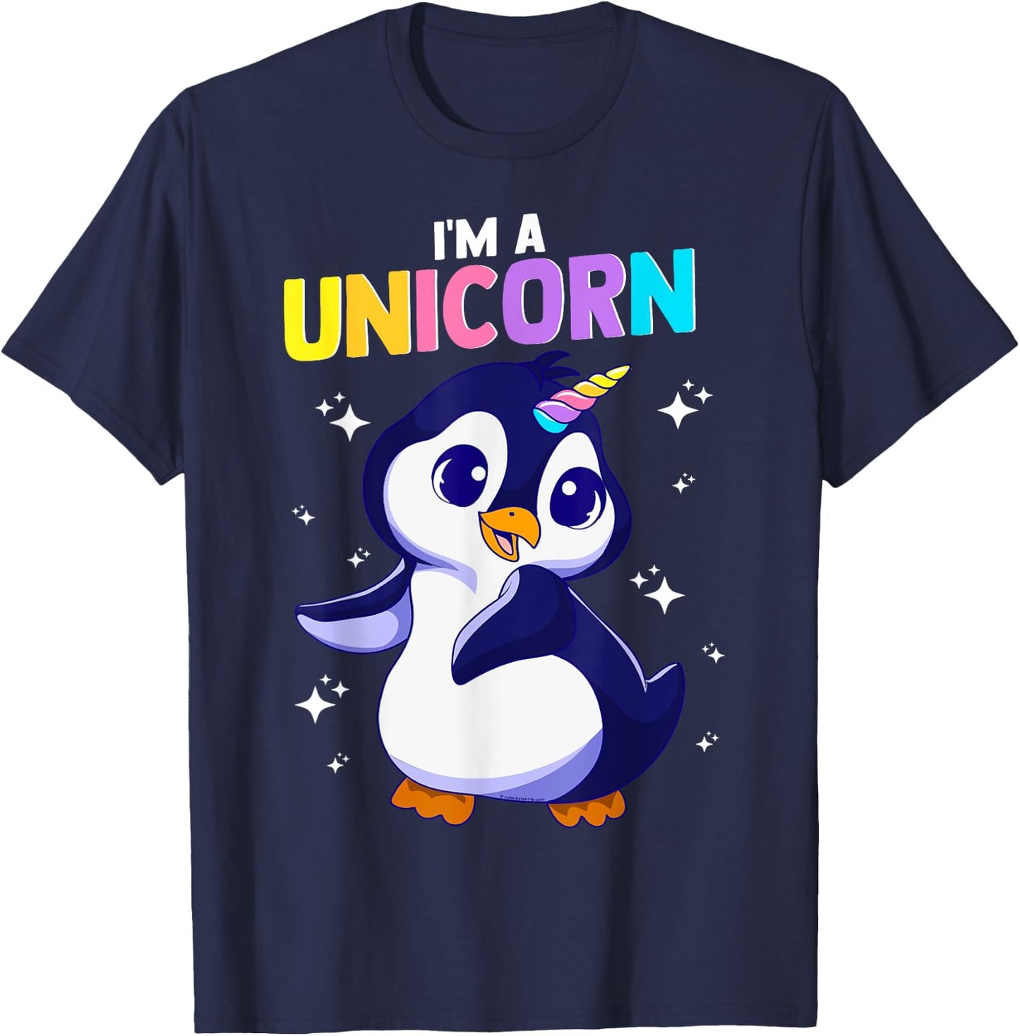 I'm a Unicorn Happy Penguin with Unicorn Horn Funny Kawaii T-Shirt - T-Shirt | Navy