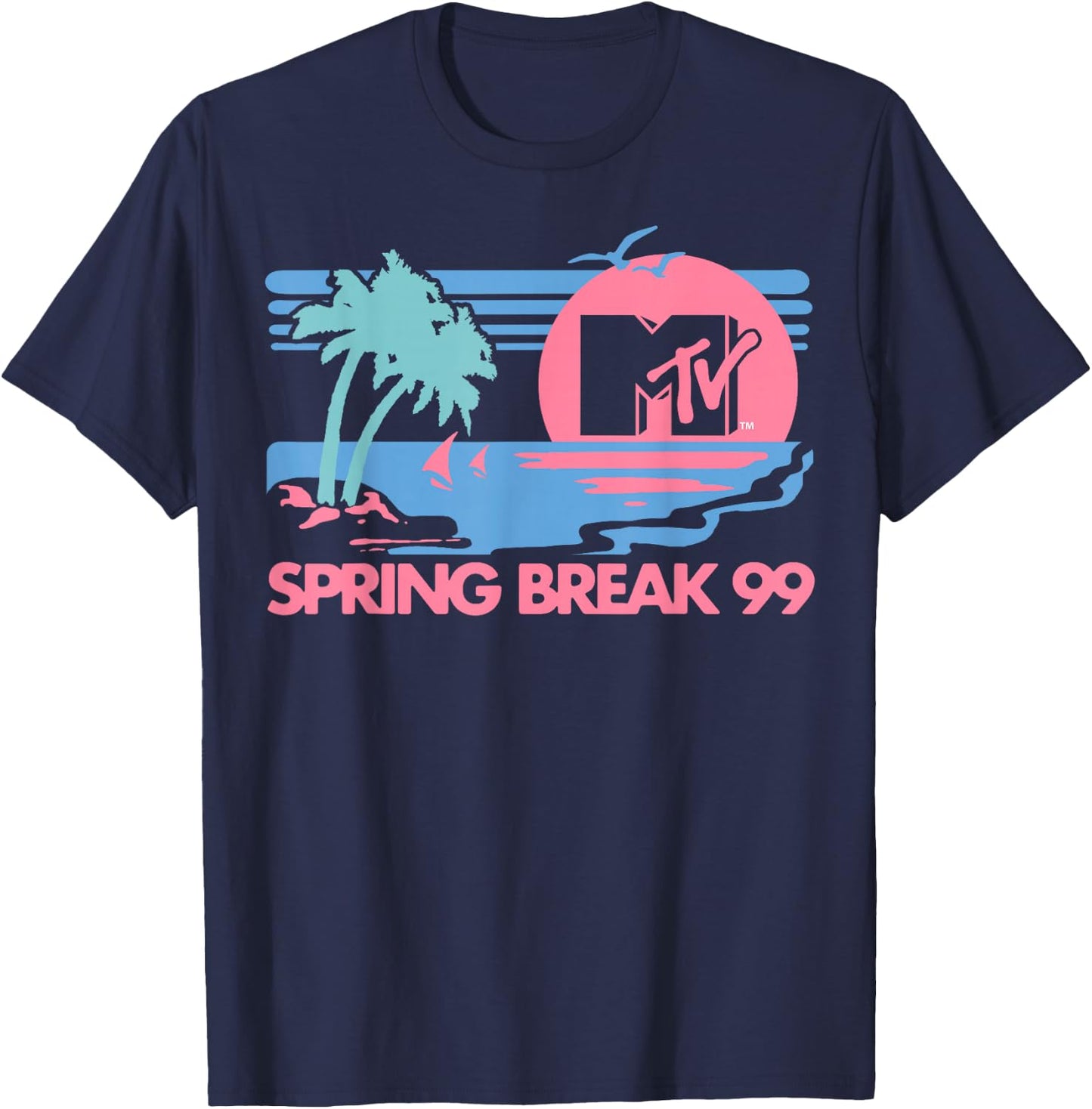 MTV Pastel Colors Beach Spring Break Logo T-Shirt - T-Shirt | Navy