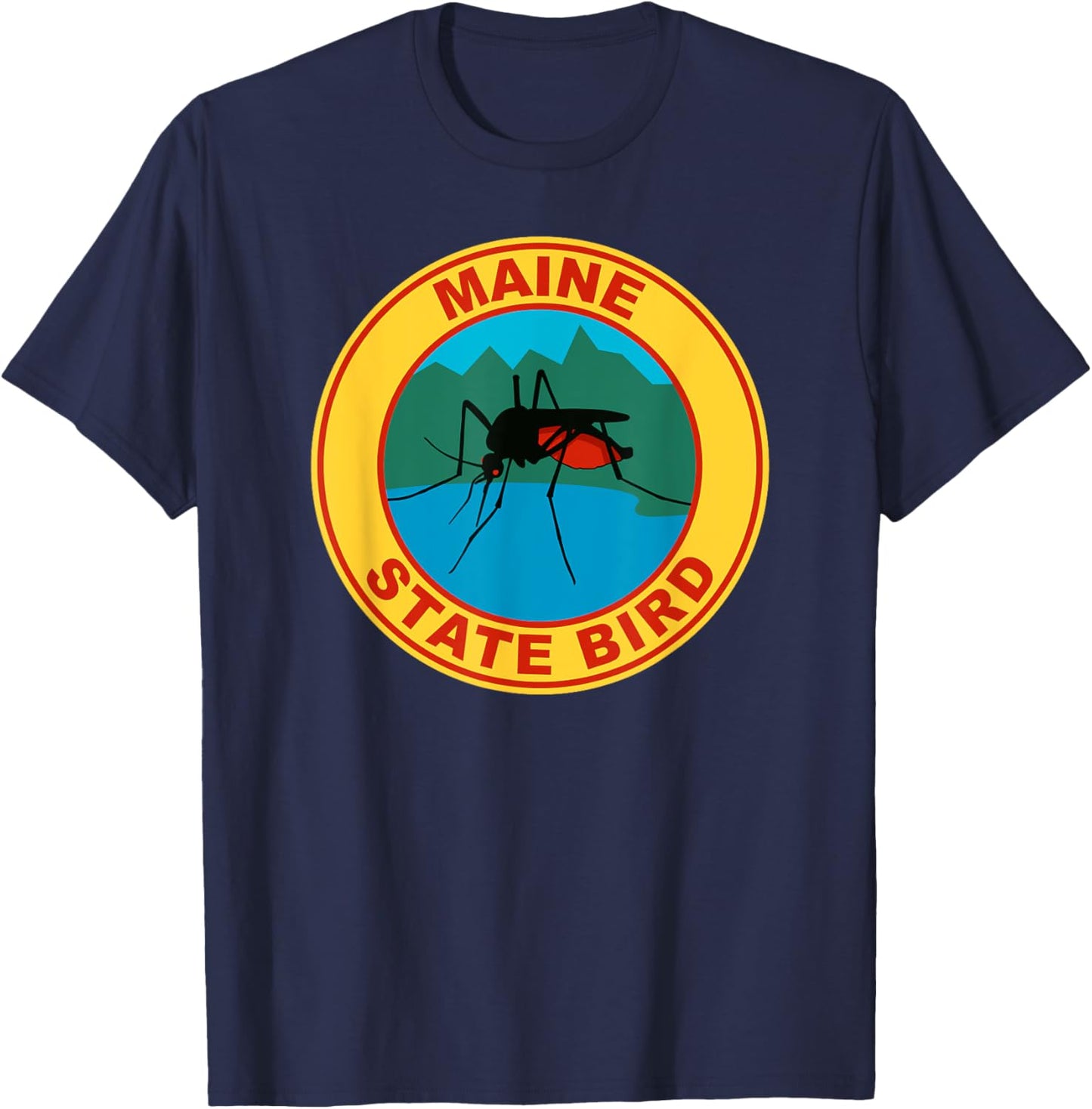Funny Maine Mosquito State Bird T-Shirt - T-Shirt | Navy