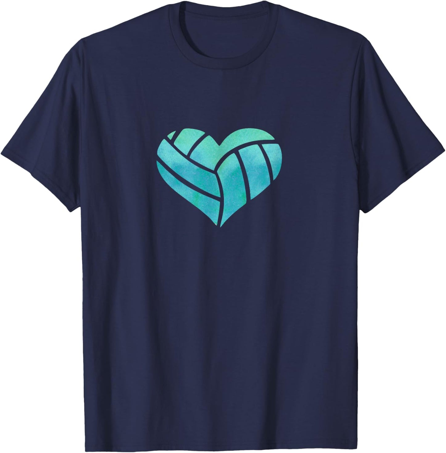 Volleyball Heart Teal Watercolor Gift a Girl T-Shirt - T-Shirt | Navy